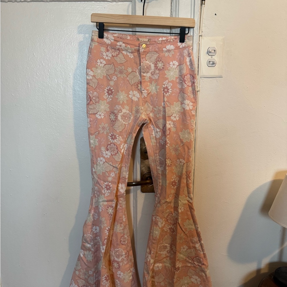 Floral Pink Flared Women's Jeans